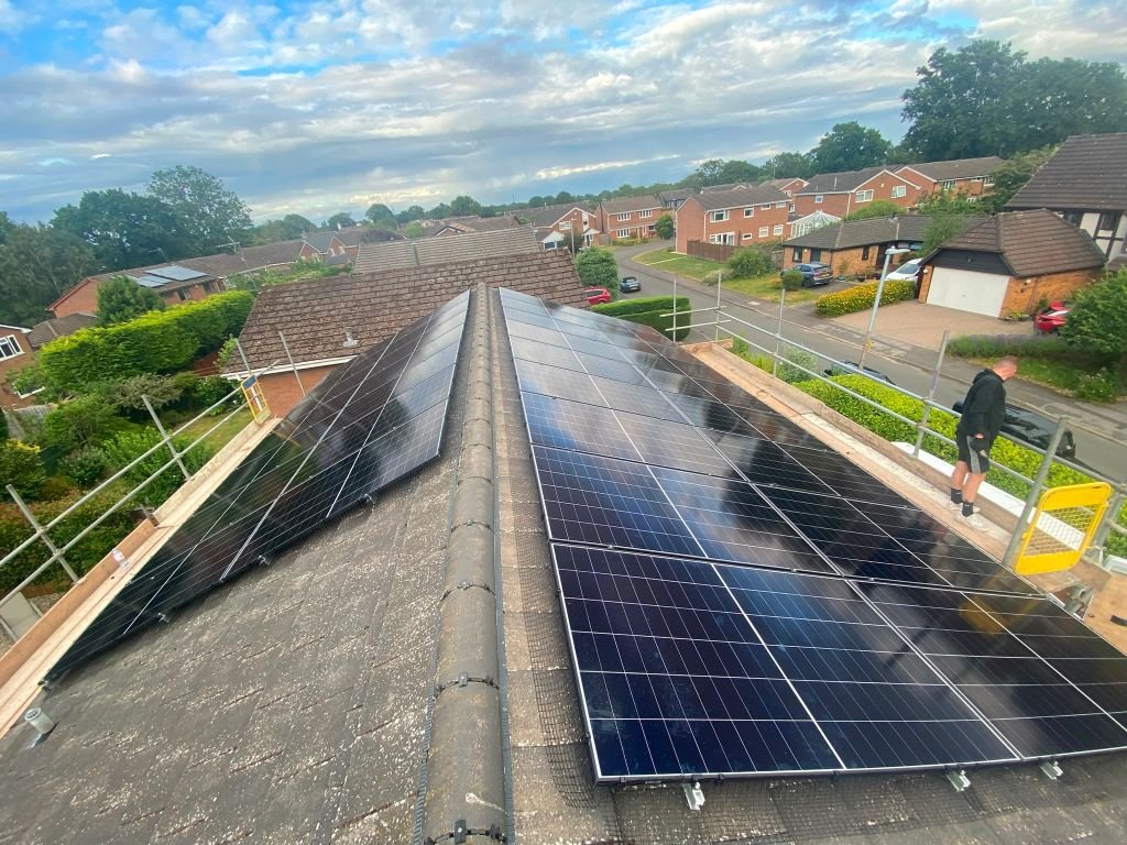 Solar panel installation in progress on a Nottingham home